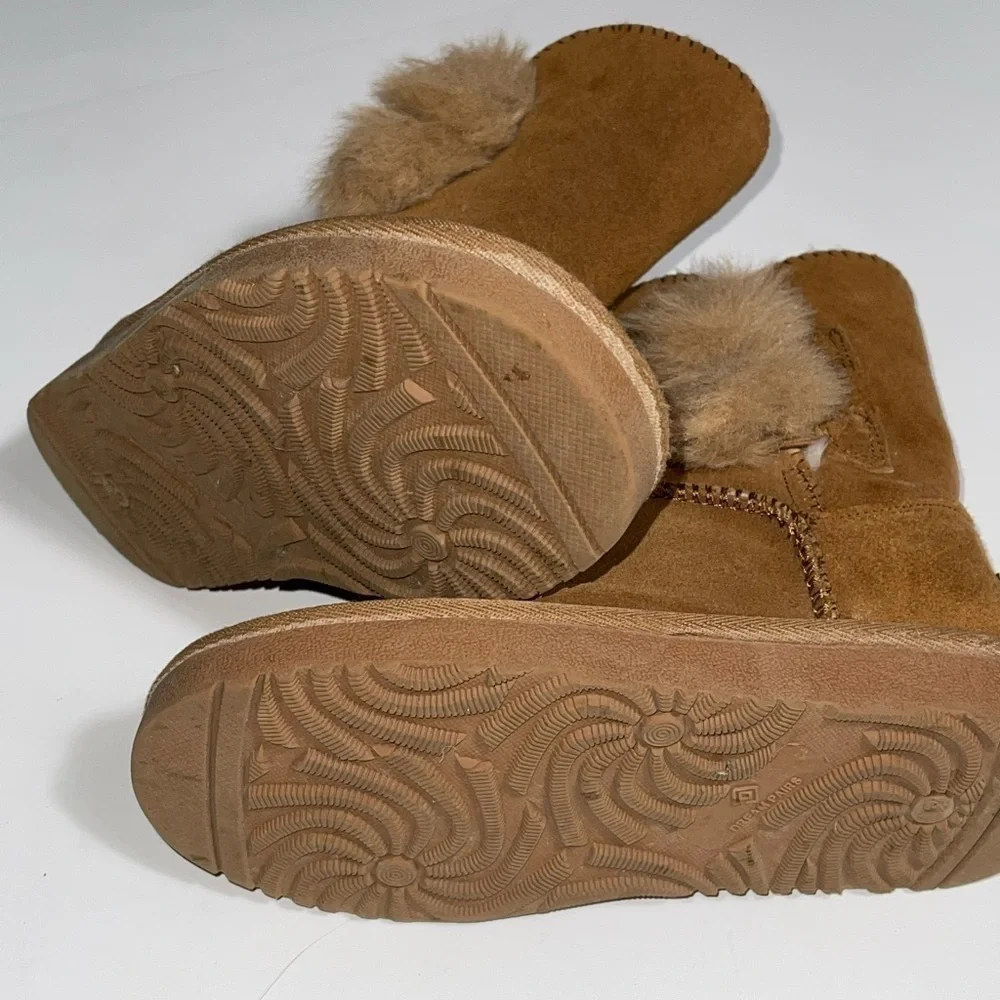 DREAM PAIRS Girls Boots Winter Snow Suede Mid Calf Boots Faux Fur Lined Fuzzy 12